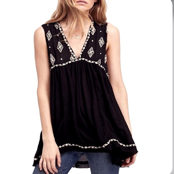 Free People Diamond Embroidered Tunic Black Size XS - Picture 6 of 16